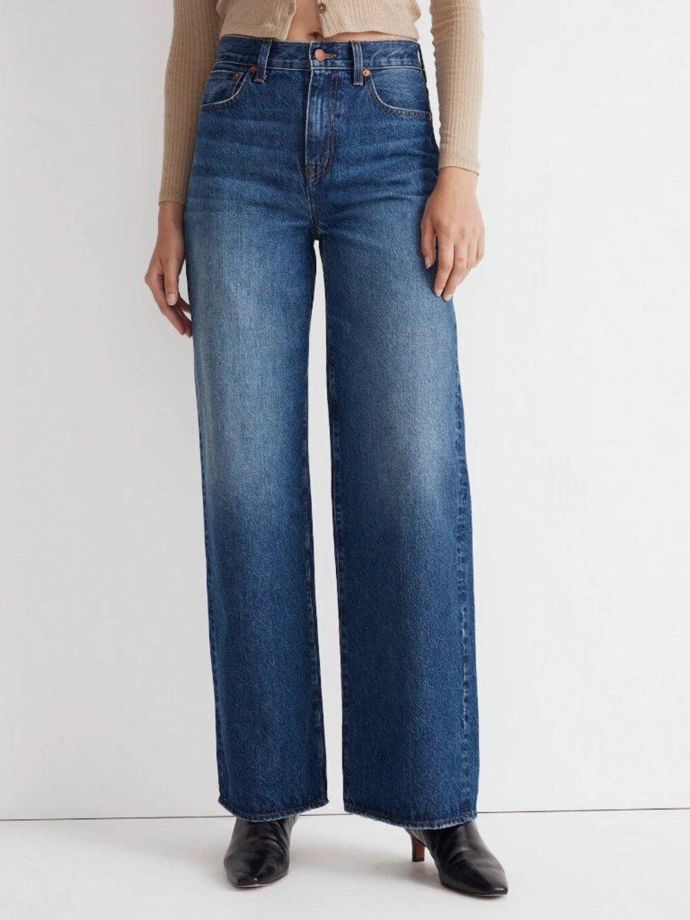 Madewell Super Wide-Leg Jeans Dark Wash Size 31 Petite